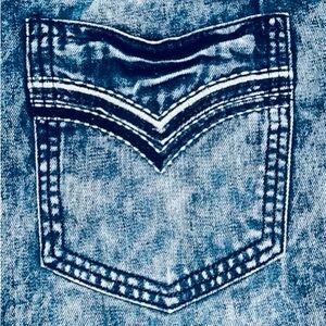 Smoke Rise Jeans Mens 36 X 32 Blue Straight Leg Distressed Mid Rise Stretch